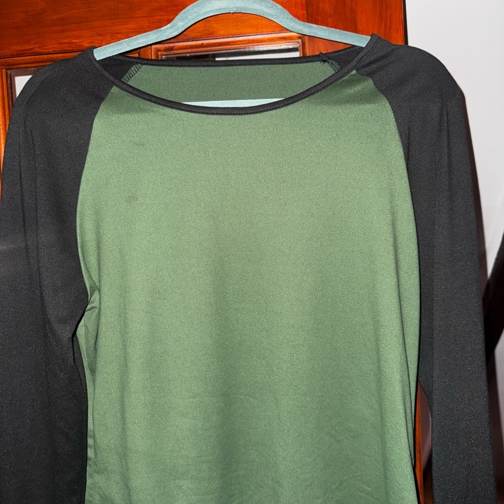 Green and Black Long Sleeve Top